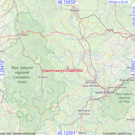 Essertines-en-Châtelneuf on map