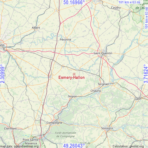 Esmery-Hallon on map