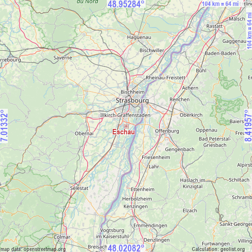 Eschau on map