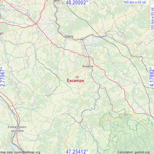 Escamps on map