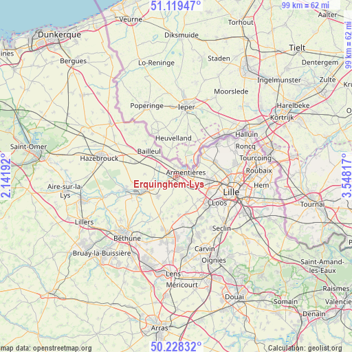 Erquinghem-Lys on map