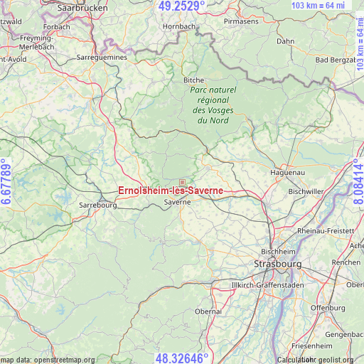 Ernolsheim-lès-Saverne on map