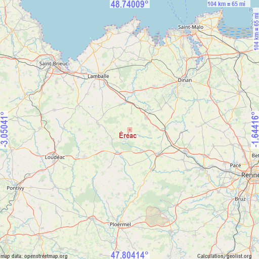 Éréac on map