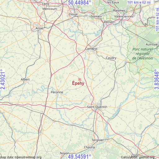 Épehy on map