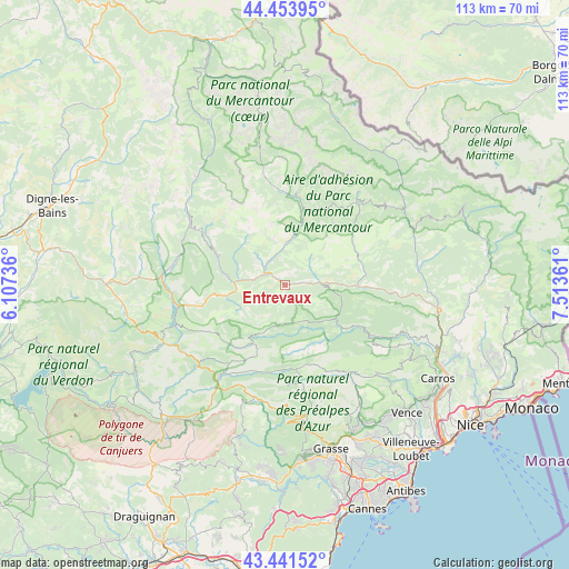 Entrevaux on map