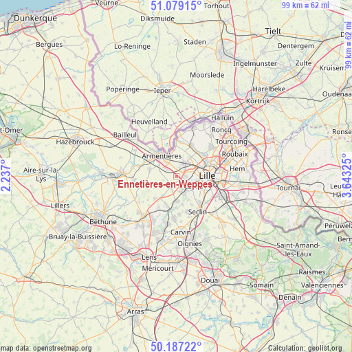 Ennetières-en-Weppes on map
