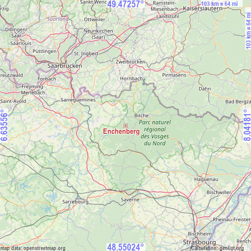 Enchenberg on map