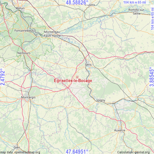 Égriselles-le-Bocage on map