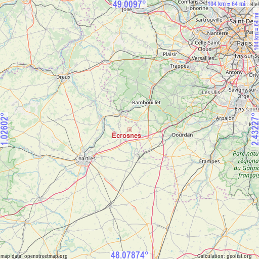 Écrosnes on map