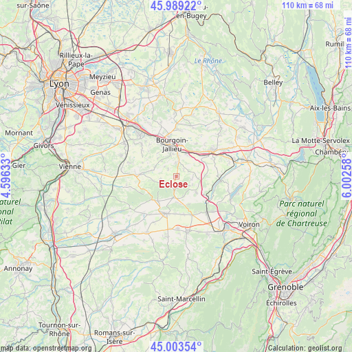 Eclose on map
