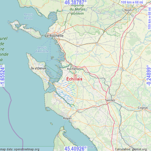 Échillais on map