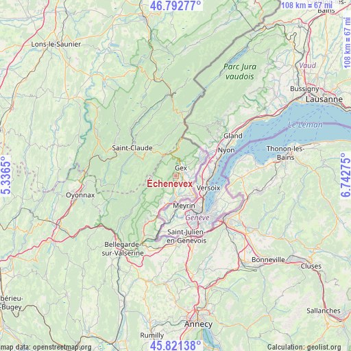 Échenevex on map