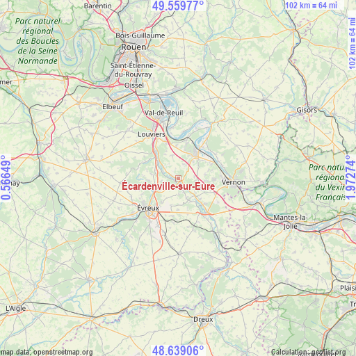 Écardenville-sur-Eure on map