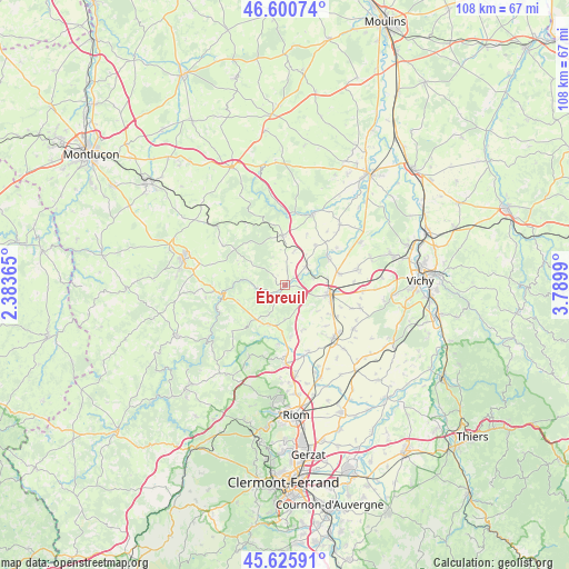 Ébreuil on map