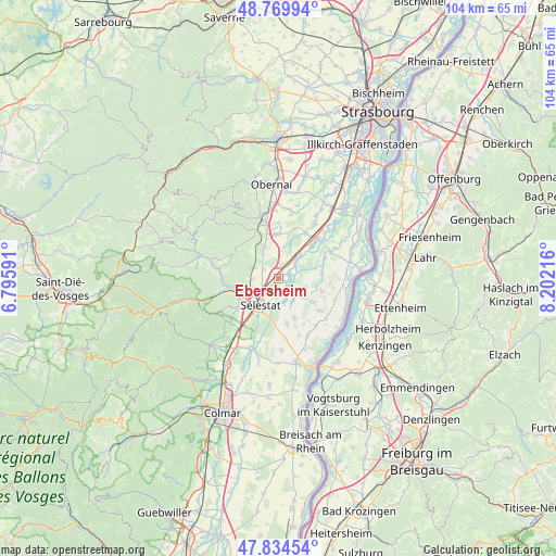 Ebersheim on map