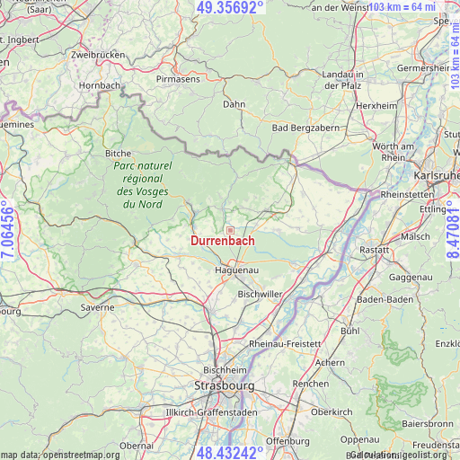 Durrenbach on map