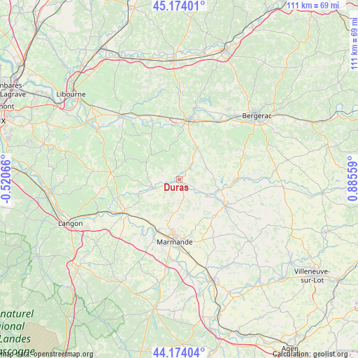 Duras on map