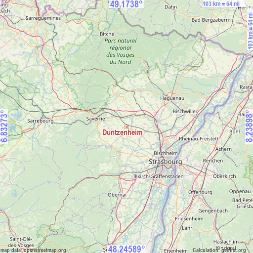 Duntzenheim on map