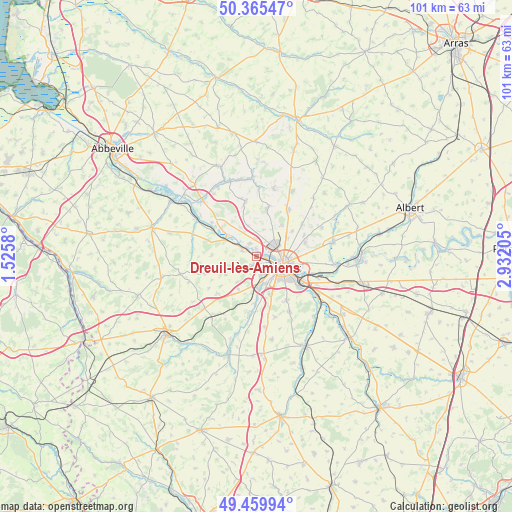 Dreuil-lès-Amiens on map