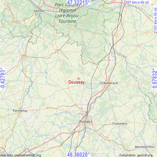 Doussay on map