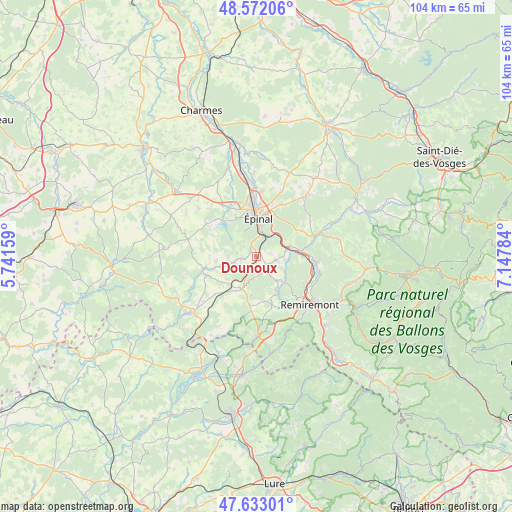 Dounoux on map