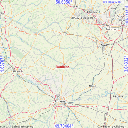 Doullens on map