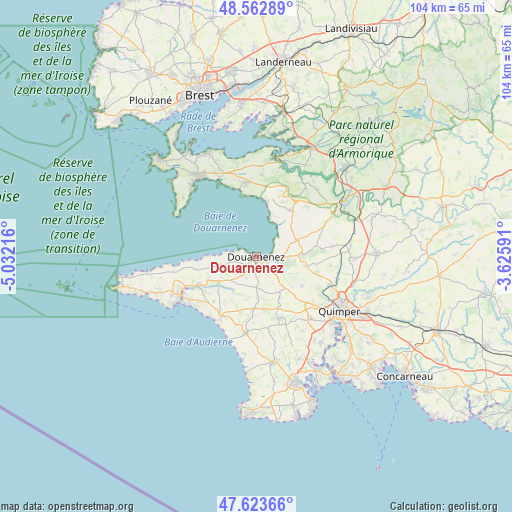 Douarnenez on map