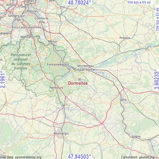 Dormelles on map