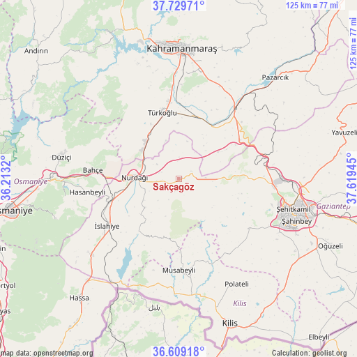 Sakçagöz on map