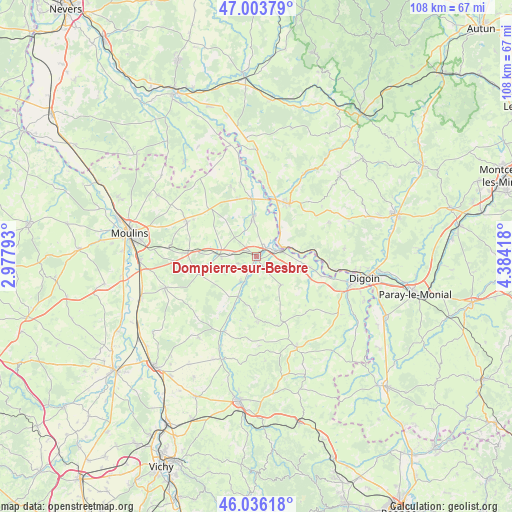 Dompierre-sur-Besbre on map
