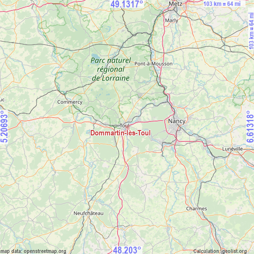 Dommartin-lès-Toul on map