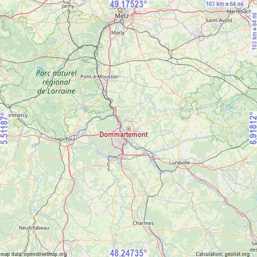 Dommartemont on map