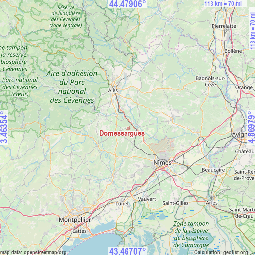 Domessargues on map