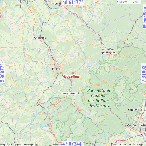 Docelles on map