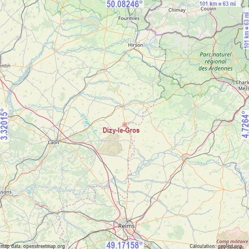 Dizy-le-Gros on map