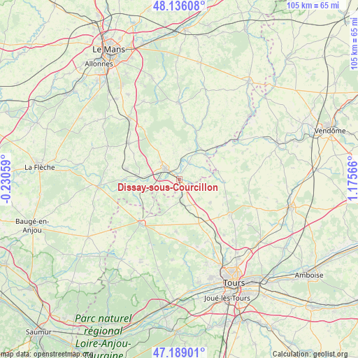 Dissay-sous-Courcillon on map