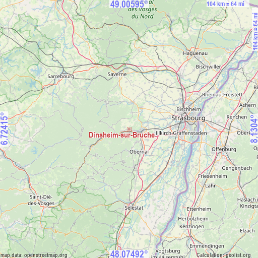 Dinsheim-sur-Bruche on map
