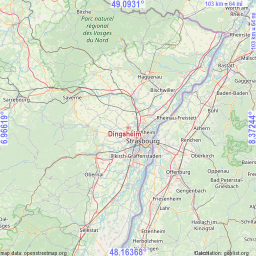 Dingsheim on map