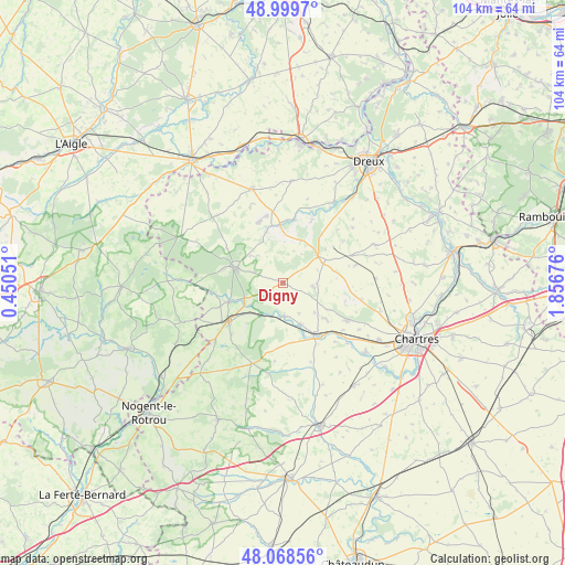 Digny on map