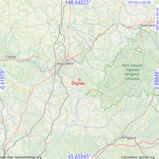 Dignac on map