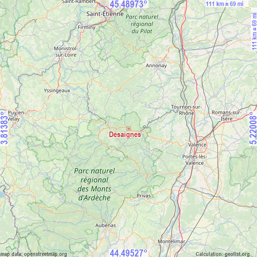 Désaignes on map