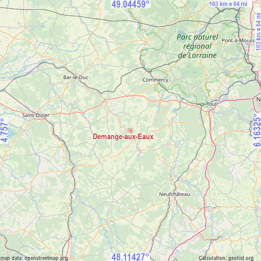 Demange-aux-Eaux on map