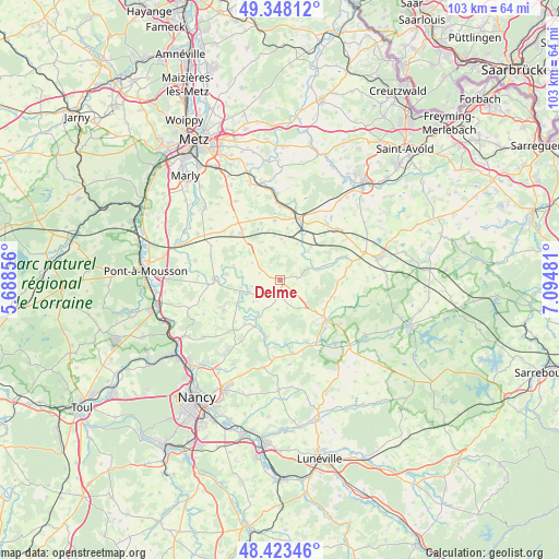 Delme on map