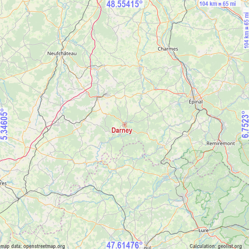 Darney on map