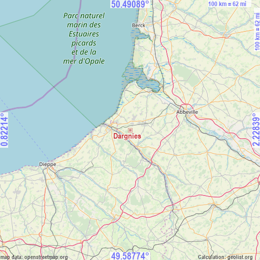Dargnies on map