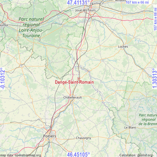 Dangé-Saint-Romain on map