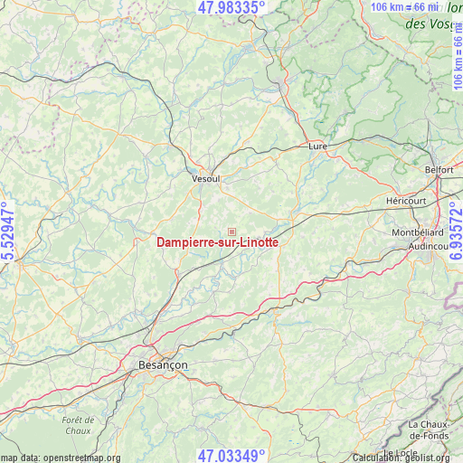 Dampierre-sur-Linotte on map