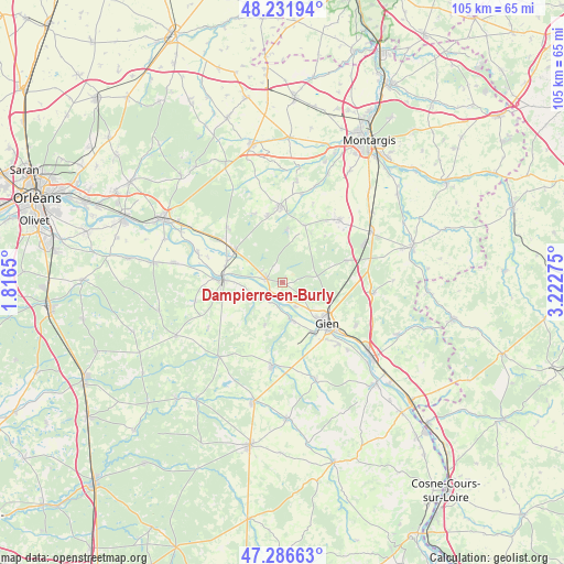 Dampierre-en-Burly on map