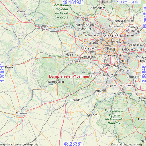 Dampierre-en-Yvelines on map