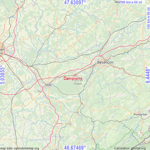 Dampierre on map